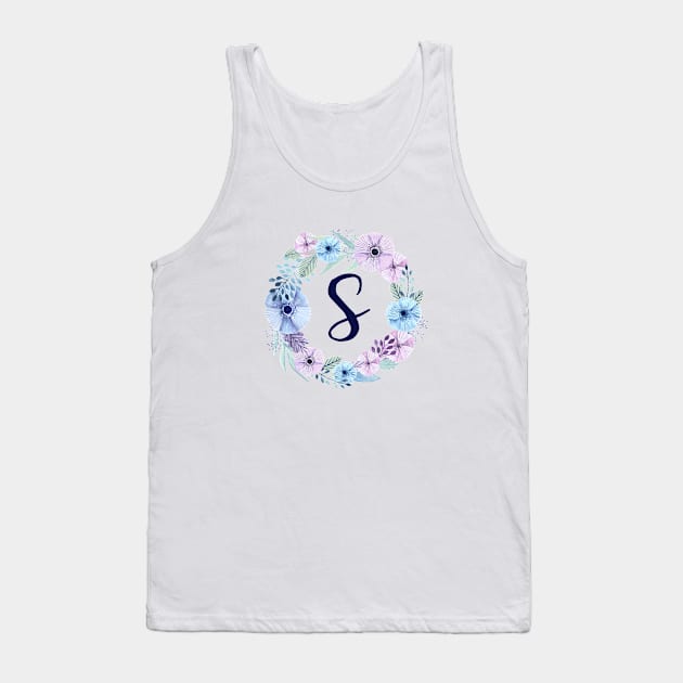 Floral Monogram S Icy Winter Blossoms Tank Top by floralmonogram